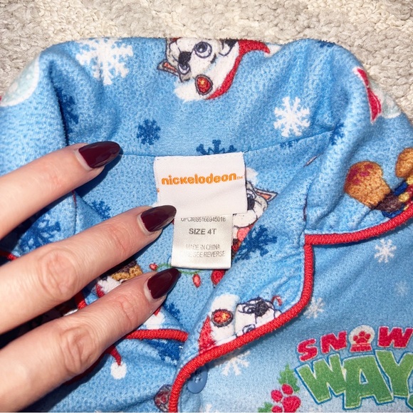 Paw Patrol Toddler Kids Flannel Coat Style Pajamas Set - Picture 4 of 6